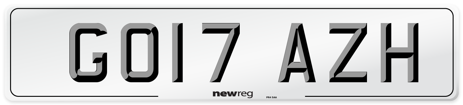GO17 AZH Number Plate from New Reg